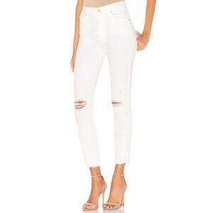 MOTHER Denim Stunner Zip Ankle Step Fray Jeans in Little Miss Innocent Rinse 27
